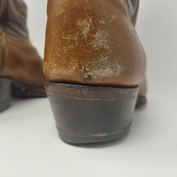 Vintage Tony Lama Boots Mens 8.5 Brown Leather Western Cowboy Rodeo - Picture 12 of 13